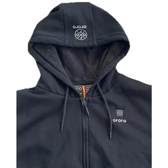 ORORO Heated Fleece Full Zip Hoodie Mens M Black Sweatshirt No Battery EUC - Picture 2 of 8